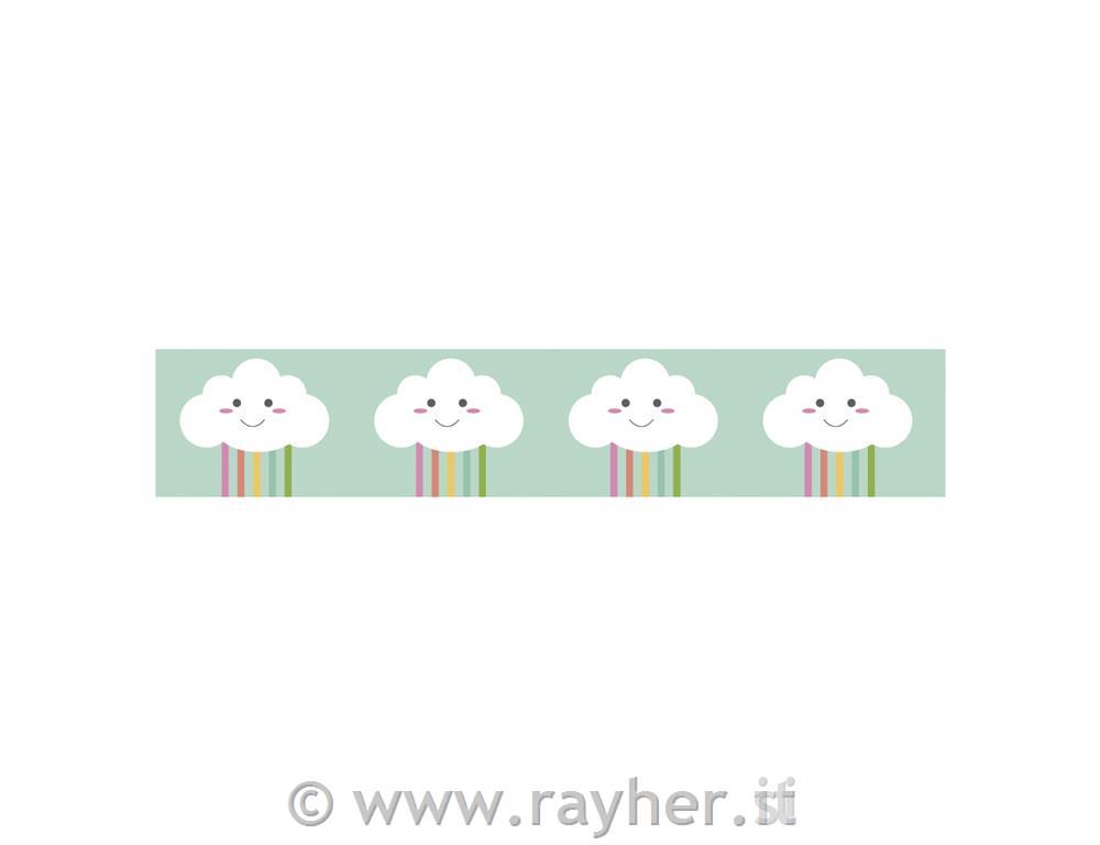 Nastro adesivo Washi Happy Clouds, 15mm,rotolo 10m