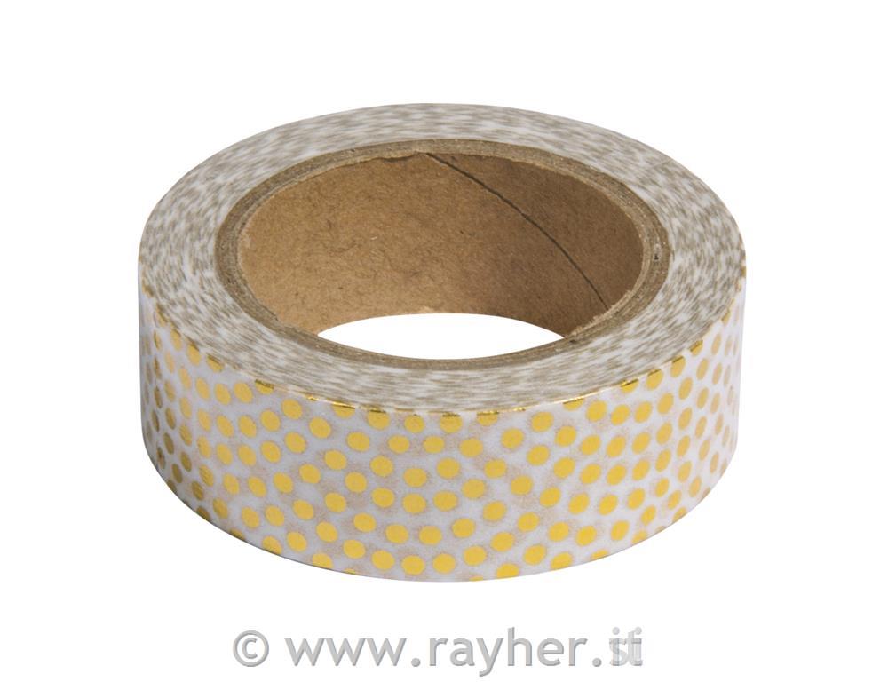 Washi Tape Set mint/gold foil, 15mm, 3 designs, each 10m, box 30m