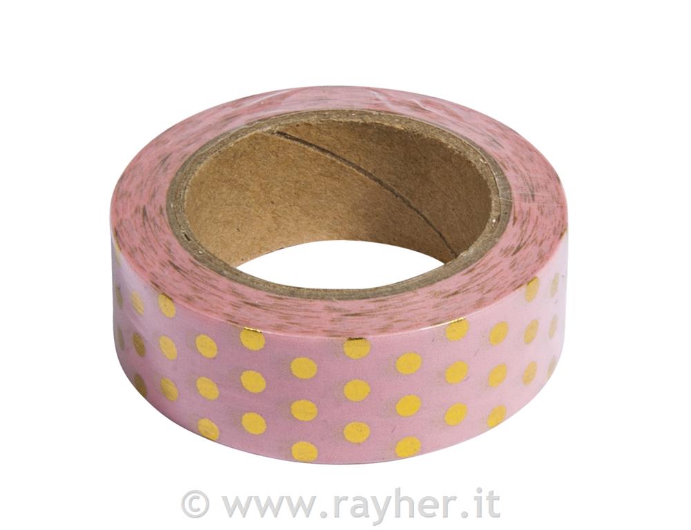 Washi Tape Set pink/zlati, 15mm, 3x10m