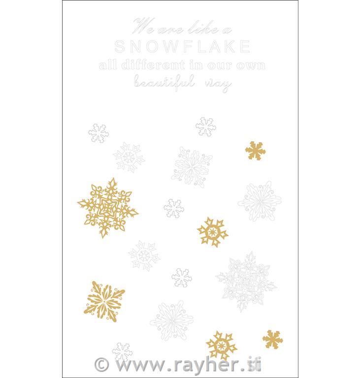 Decalcomania "Snowflake", bianco/oro, detto+fiocchi, bus.blis. 2fogli