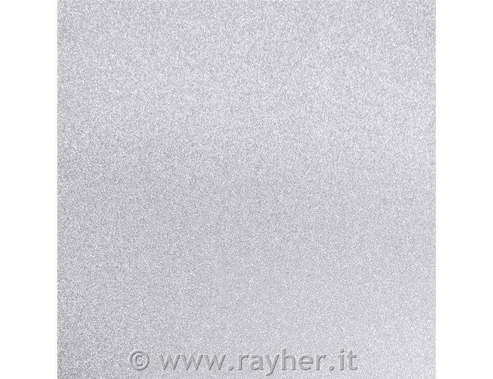 Carta scrap effetto metallo glitter fine, argento, 30,5x30,5cm, 210g/m2