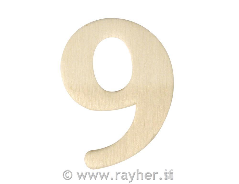 Wooden numbers, 4 cm, 9