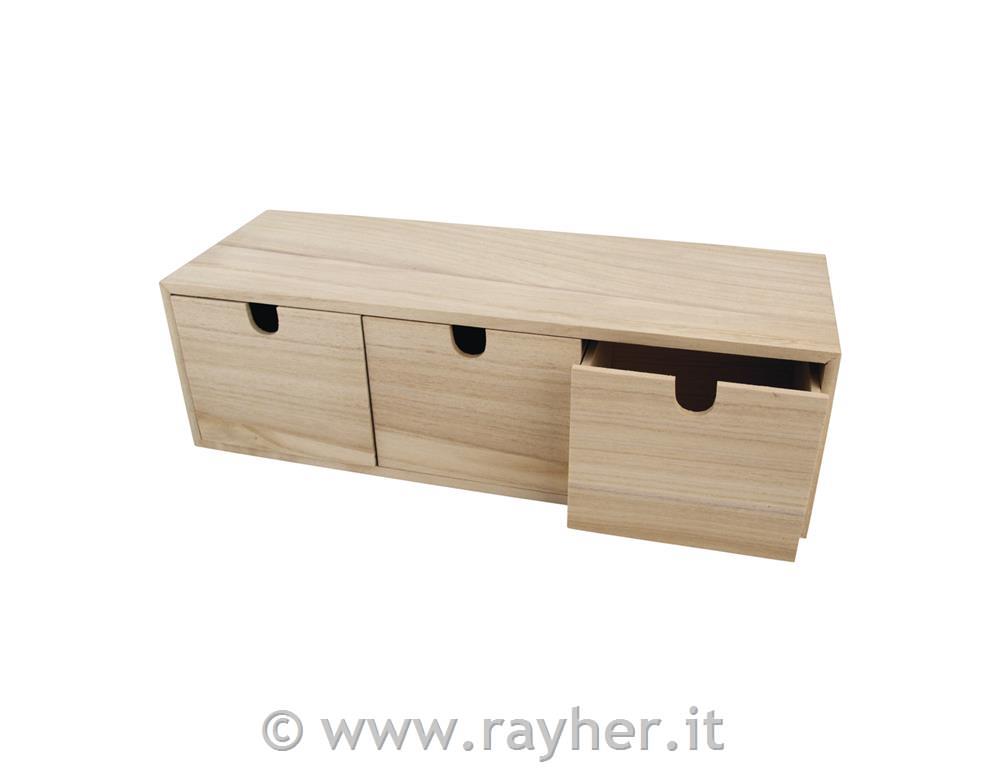Wooden chest of drawers, with 3 drawers,