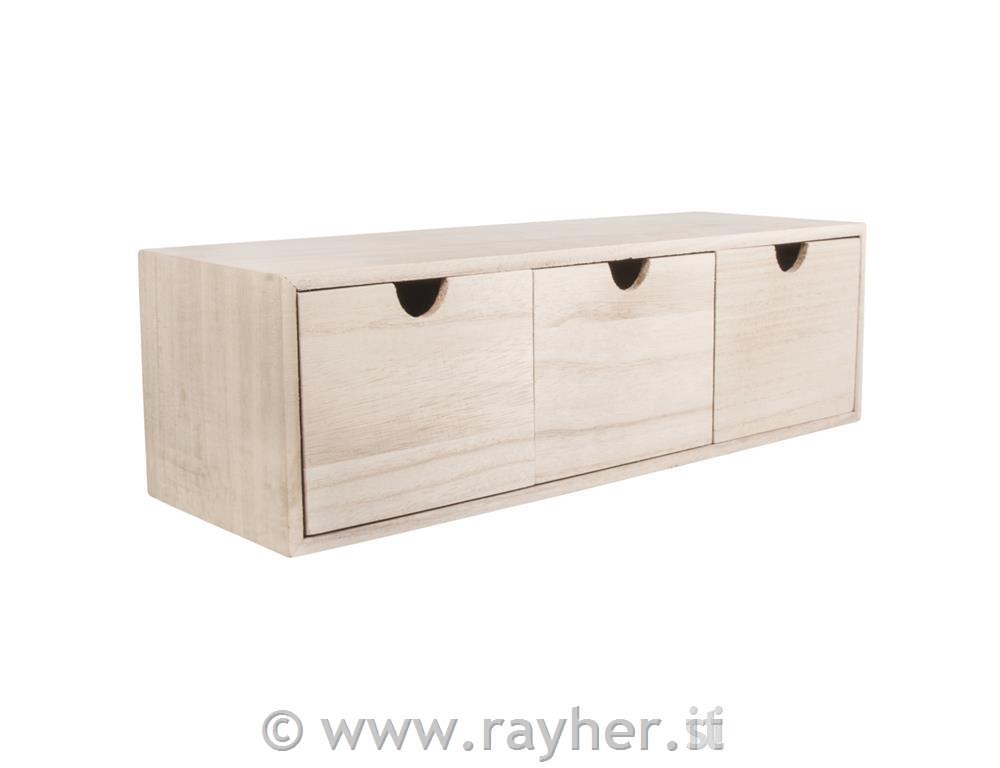 Wooden chest of drawers, with 3 drawers,