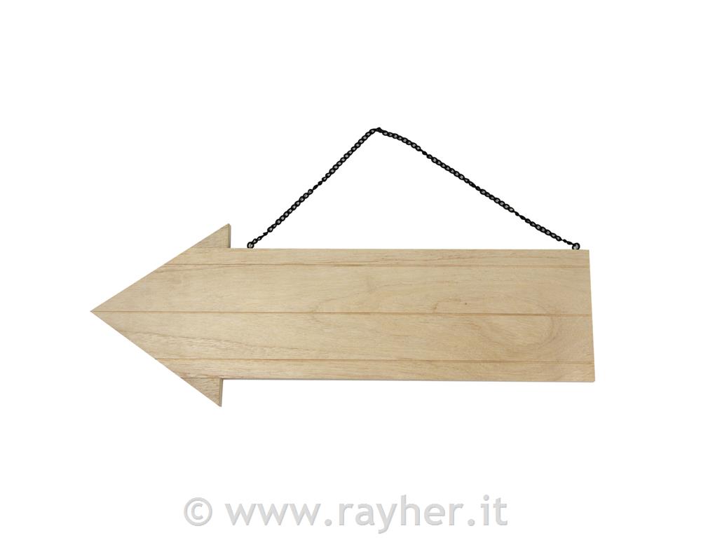 Lesena ploščica - puščica z verižico, 40x15 cm