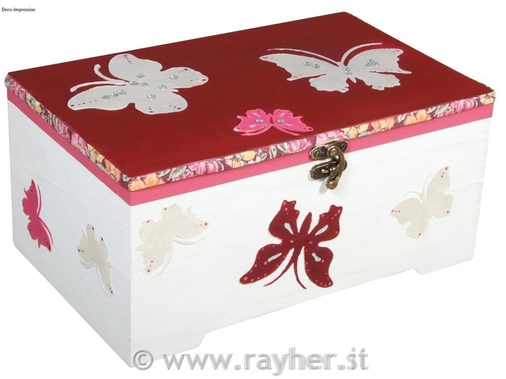 Cofanetto legno28x18x13,5cm, 6 scompartimenti