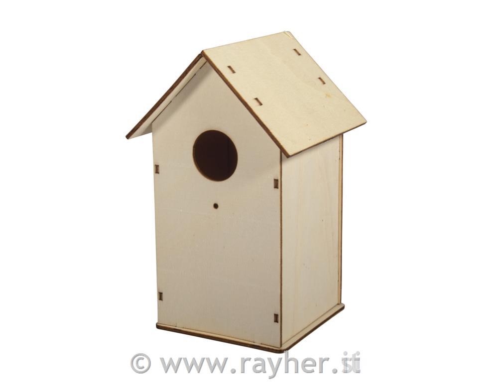 Kit brico.legno: casetta uccellini FSC M11x10,5x17cm, 7 pz, bus.blis.
