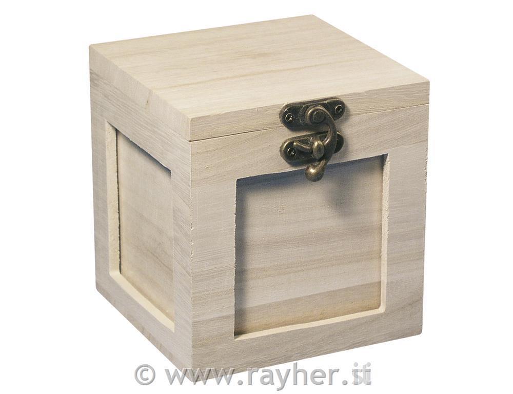 Wooden photo box FSCMix Credit, 11x11cm,
