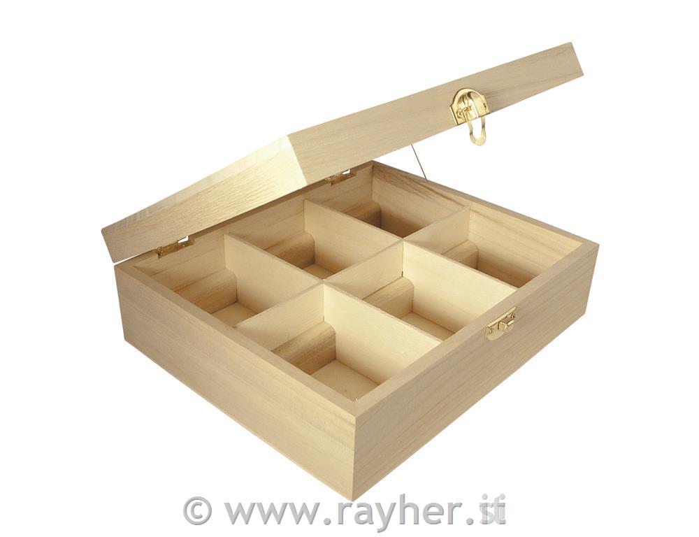 Box te-legno, 6 divisori, FSC MixCredit5x18x7cm