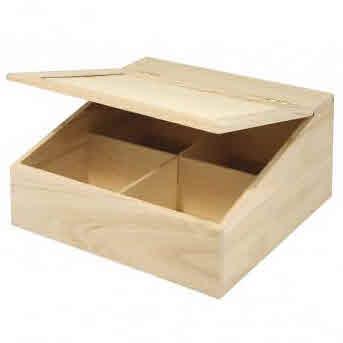 Box legno c.coperchio ribaltabile24x24x12cm, +4 spazi