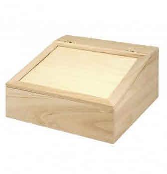 Box legno c.coperchio ribaltabile24x24x12cm, +4 spazi