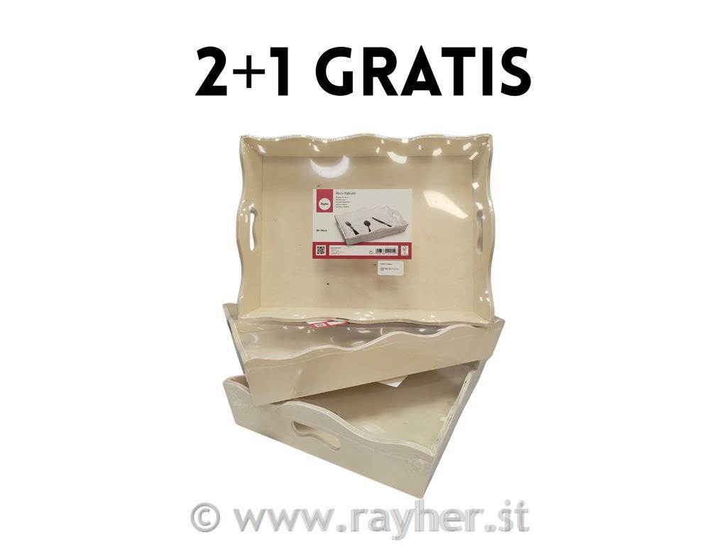 Vassoio legno 2+128x38cm