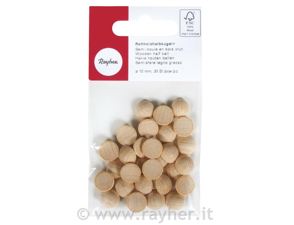 Lesene pol-kroglice, 10mm, 30 kos, 100%FSC