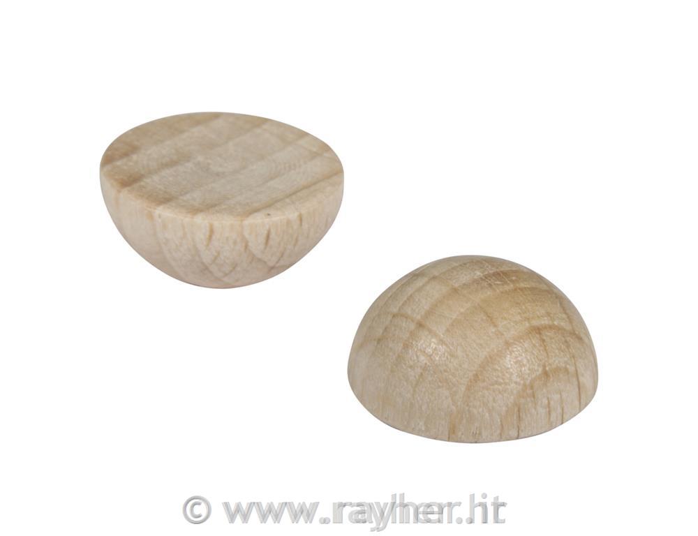 Semisfere legno grezzo, FSC 100%, 12mm obus.blister 20pz