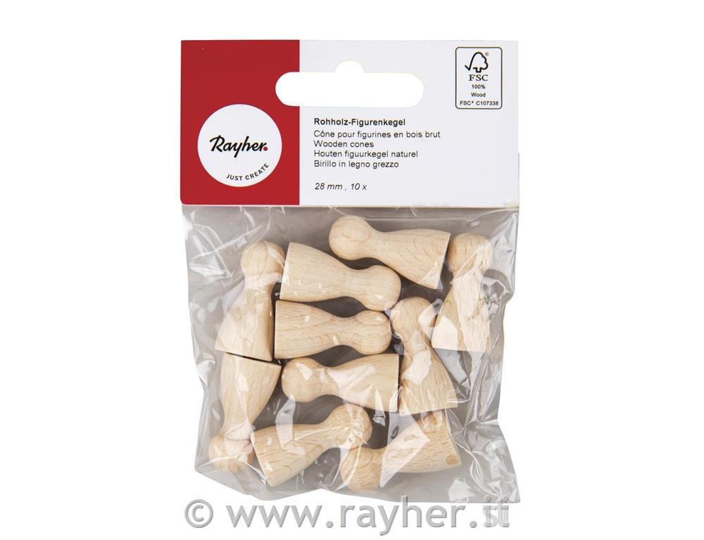Wooden cones FSC 100%, 37mm, tab-bag 8pc