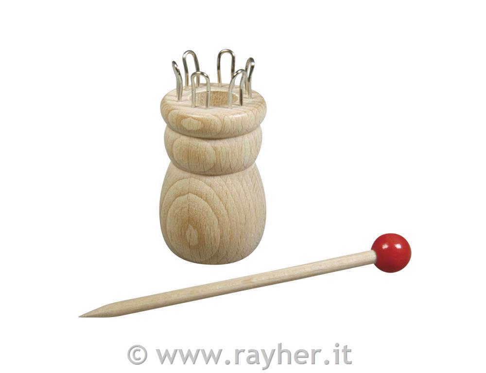 Pletilna miška, 6 zanke z iglo, luknja