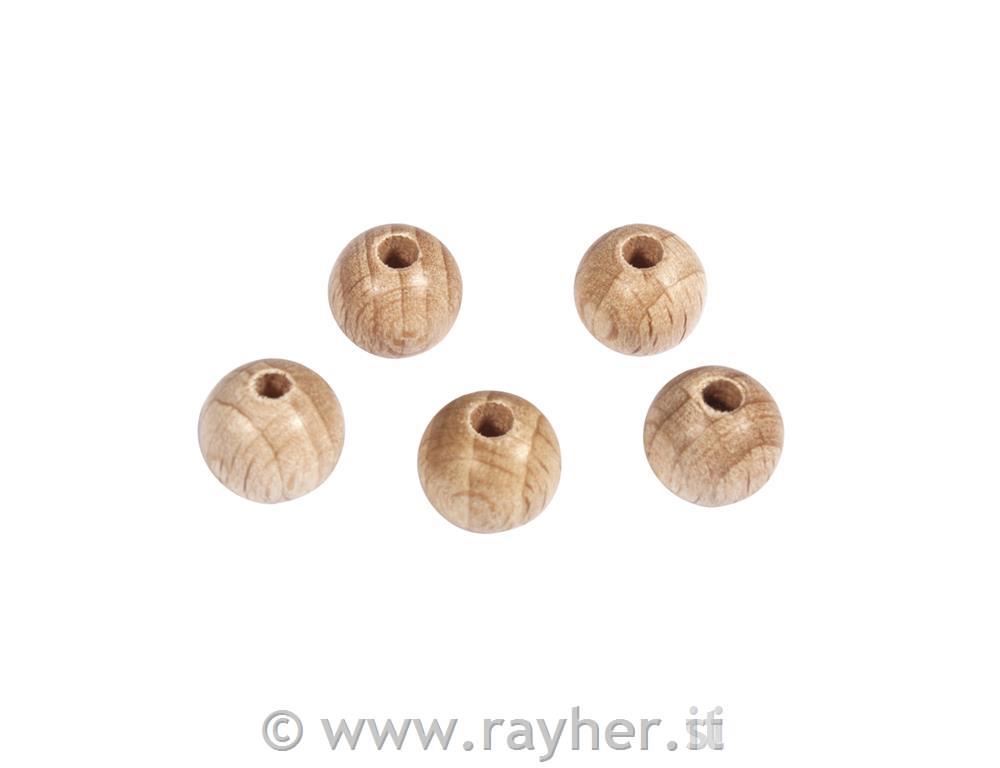 Wooden balls, raw, 10 mm o, bore-hole 2,