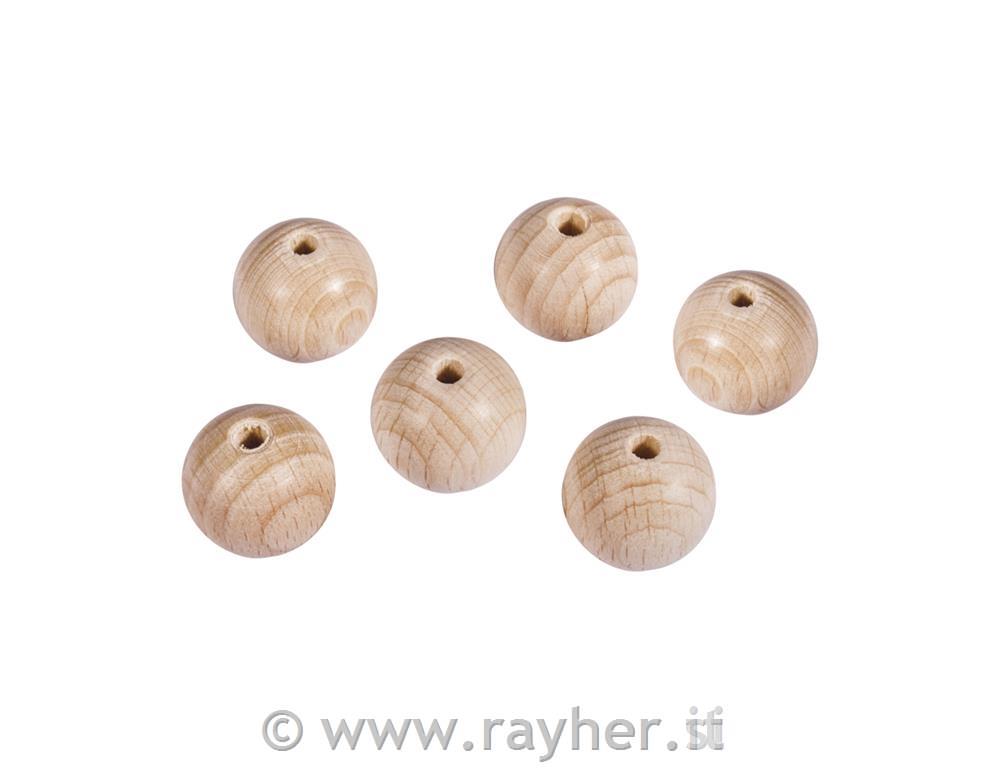 Palline legno grezzo 25mm obusta 6 pz