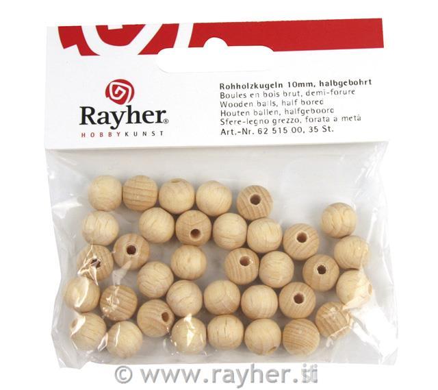 Lesene kroglice, naravne, luknjica na eni strani,25mm, 6kom