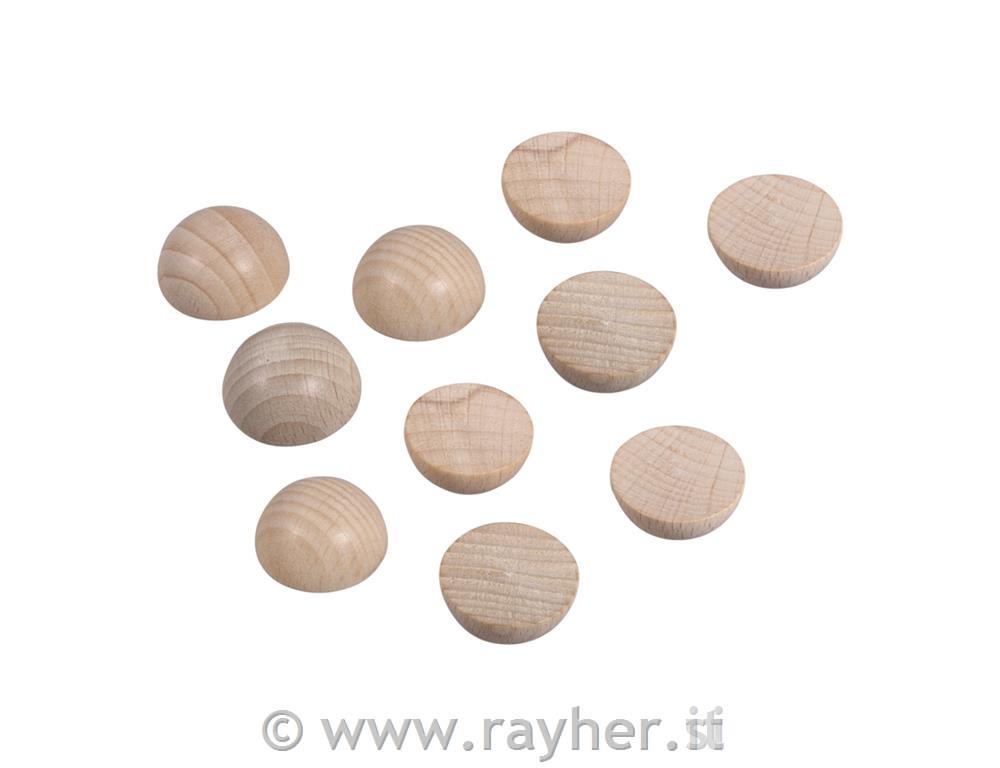 Semisfere legno, non forate, 20mm obus.blis. 10pz