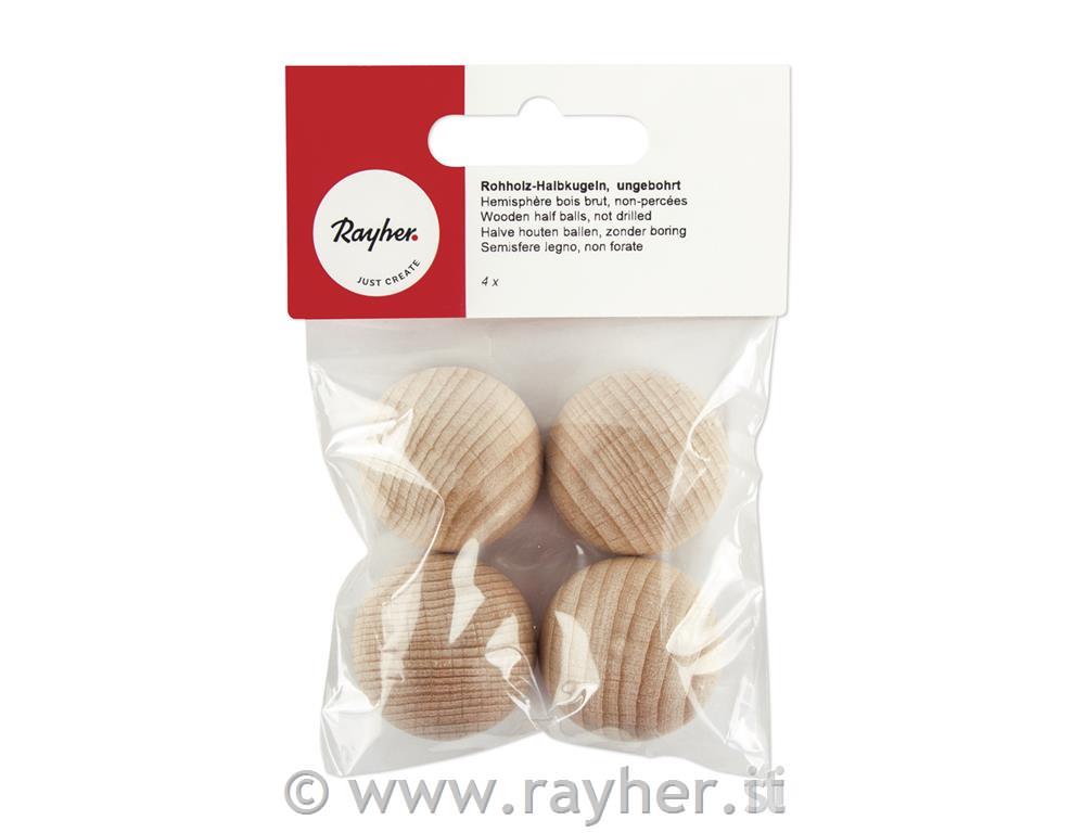 Semisfere legno, non forate, 30mm obus.blis. 4pz