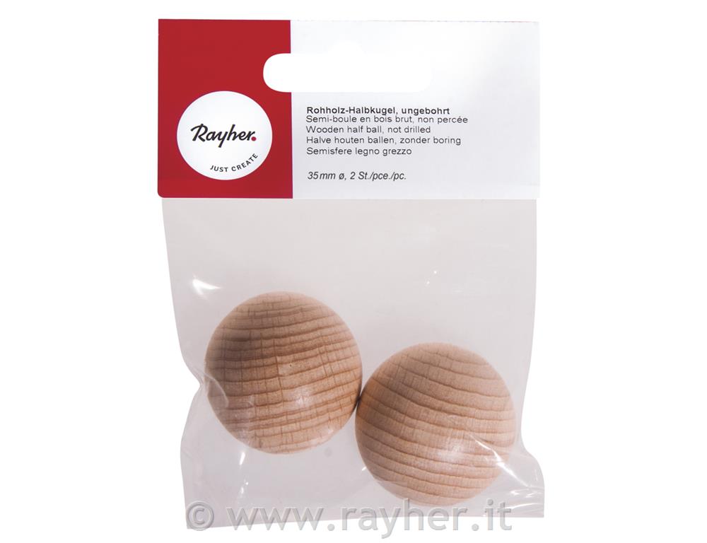 Semisfere legno, non forate, 35mm obus.blis. 2pz