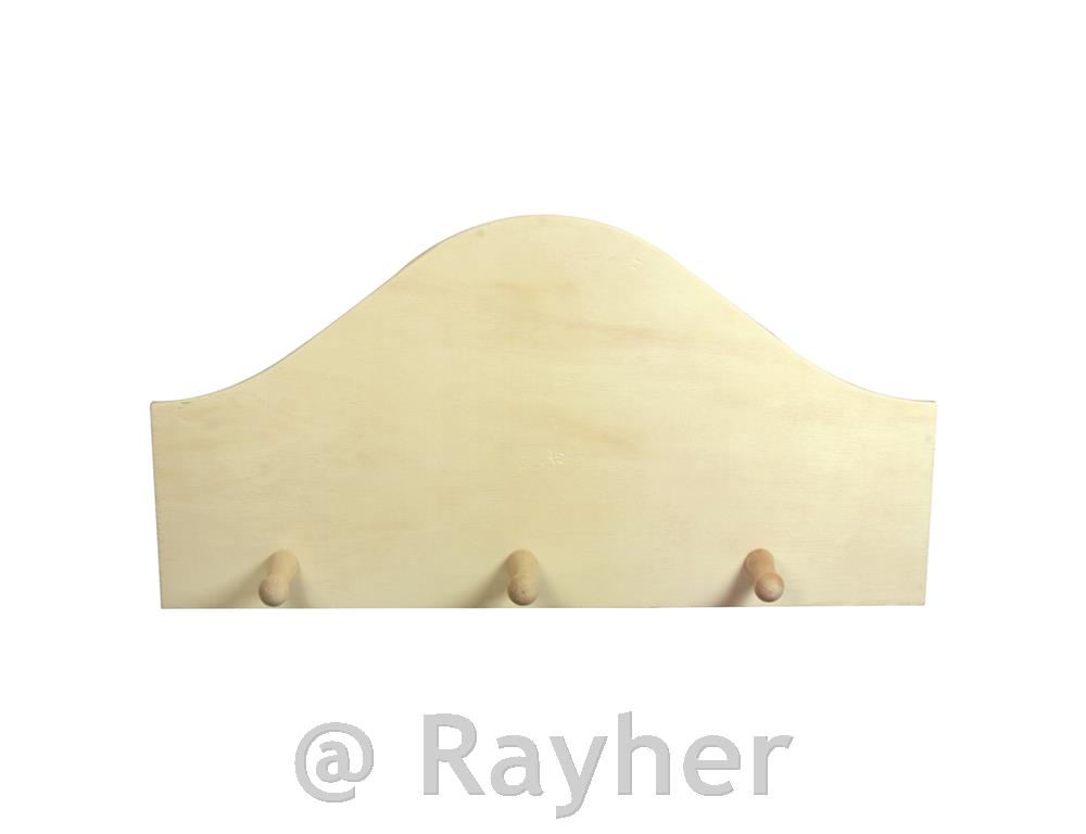 Wooden shelf 35x18x3.9cm, with 3 hangers