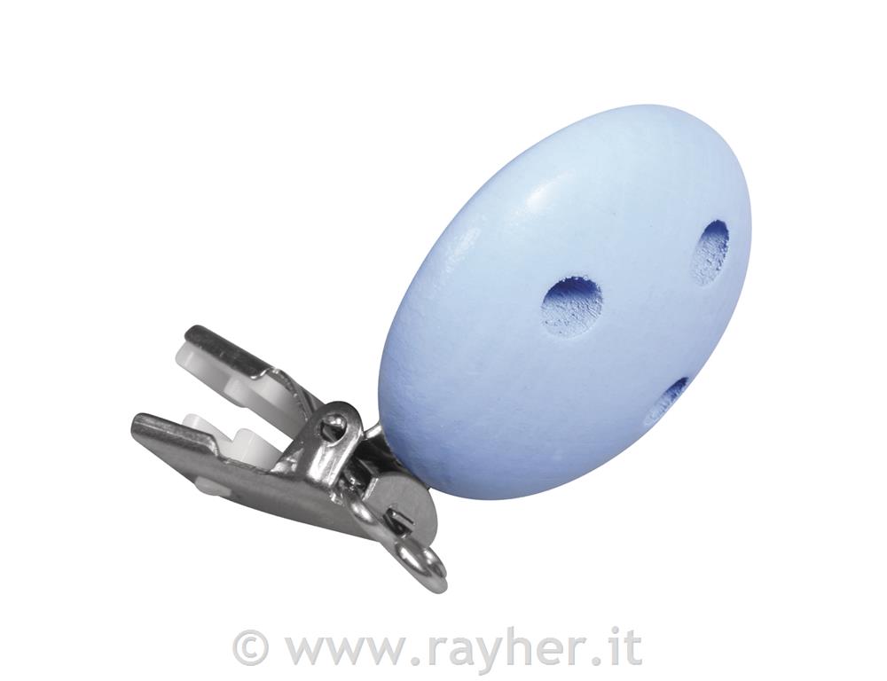 Lesena sponka za dudo, 37mm, baby modra, 1 kos