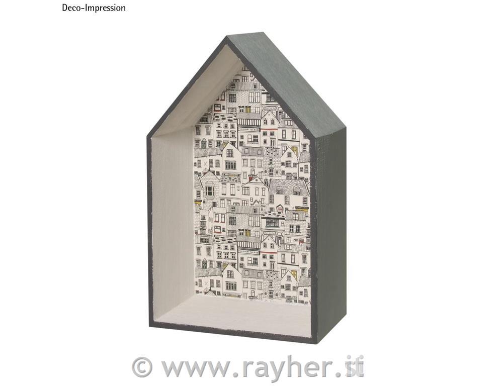 Cornice legno casa FSC Mix Credit24x16x8cm, con gancio