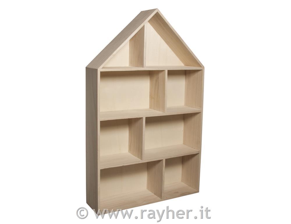 Casa legno cass., FSC Mix Credit30x50x8cm, 8 scomparti, d'appendere