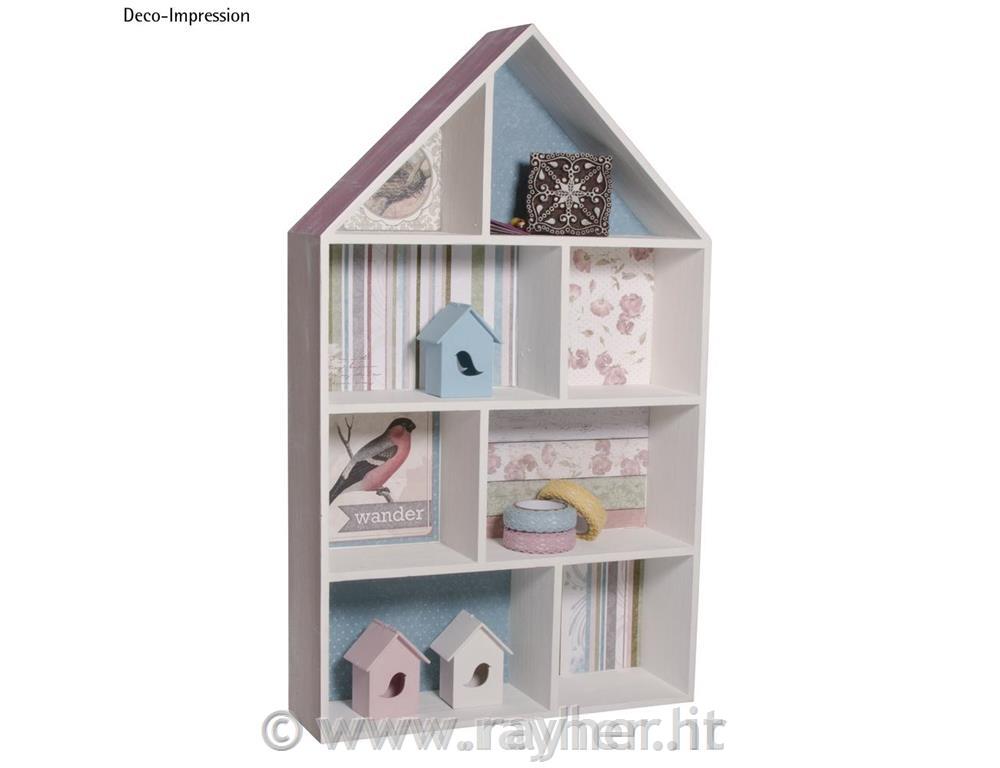 Casa legno cass., FSC Mix Credit30x50x8cm, 8 scomparti, d'appendere