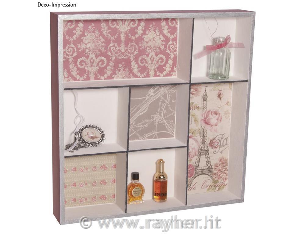 Cassetta legno, FSC Mix Credit26x26x4cm, 7 scomparti