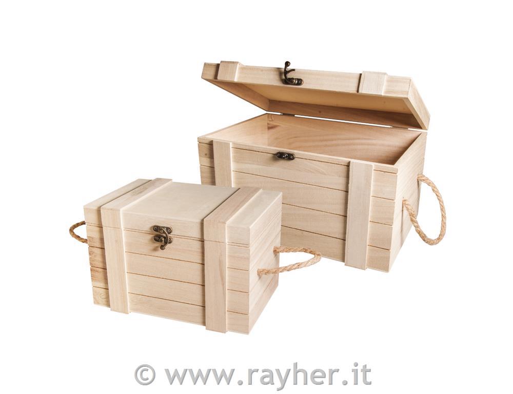 Set lesenih skrinj, 30x20,5x17,3cm in 24x16x15,5cm