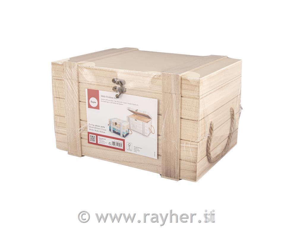 Set lesenih skrinj, 30x20,5x17,3cm in 24x16x15,5cm