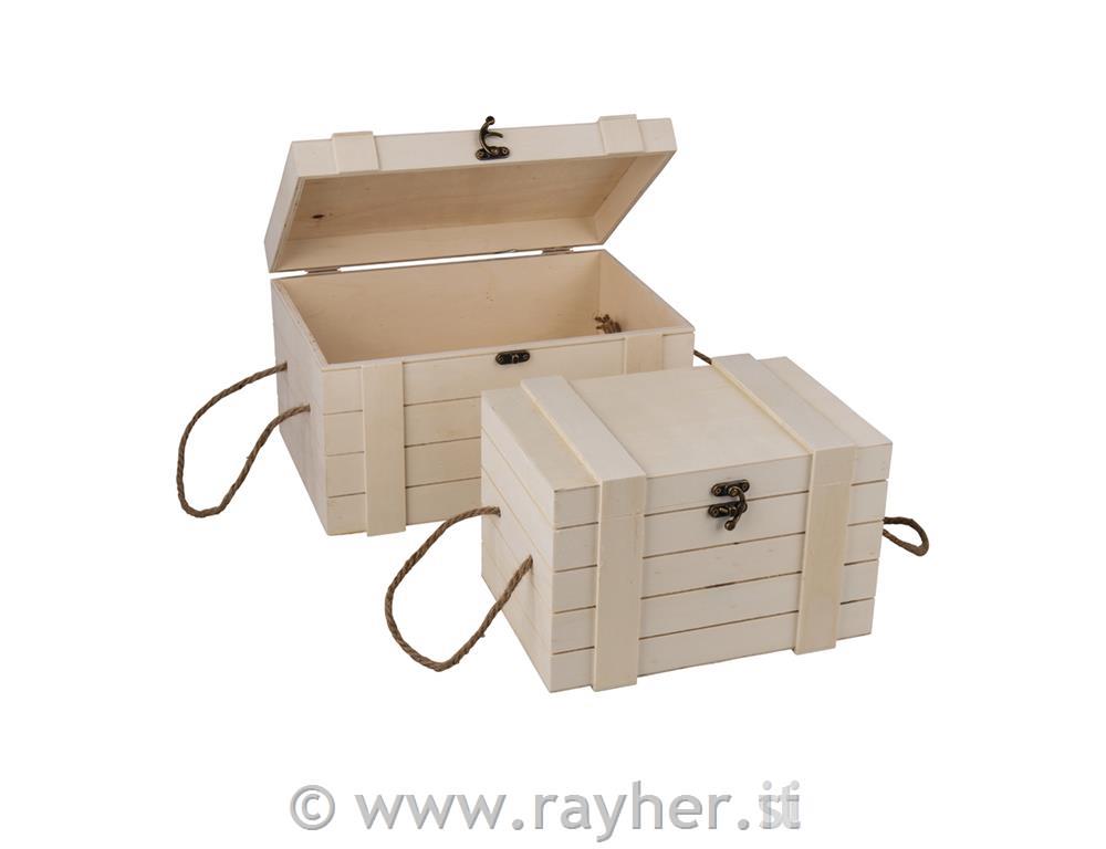 Set lesenih skrinj, 30x20,5x17,3cm in 24x16x15,5cm