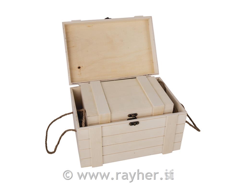 Set lesenih skrinj, 30x20,5x17,3cm in 24x16x15,5cm