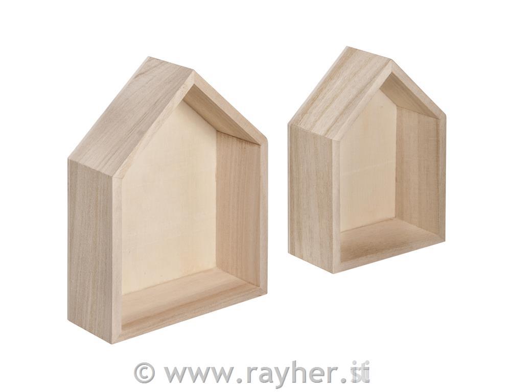 Cornice legno case, FSC Mix Credit14x10x4cm+12,5x8,5x4cm