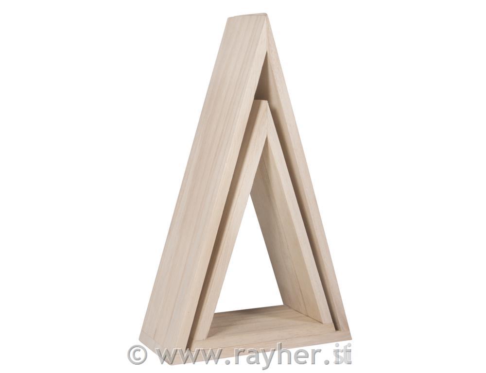 Cornice di legno, triangolo, FSC Mix Cre12x6,5x18cm+ 15x7x25cm, busta 2pz