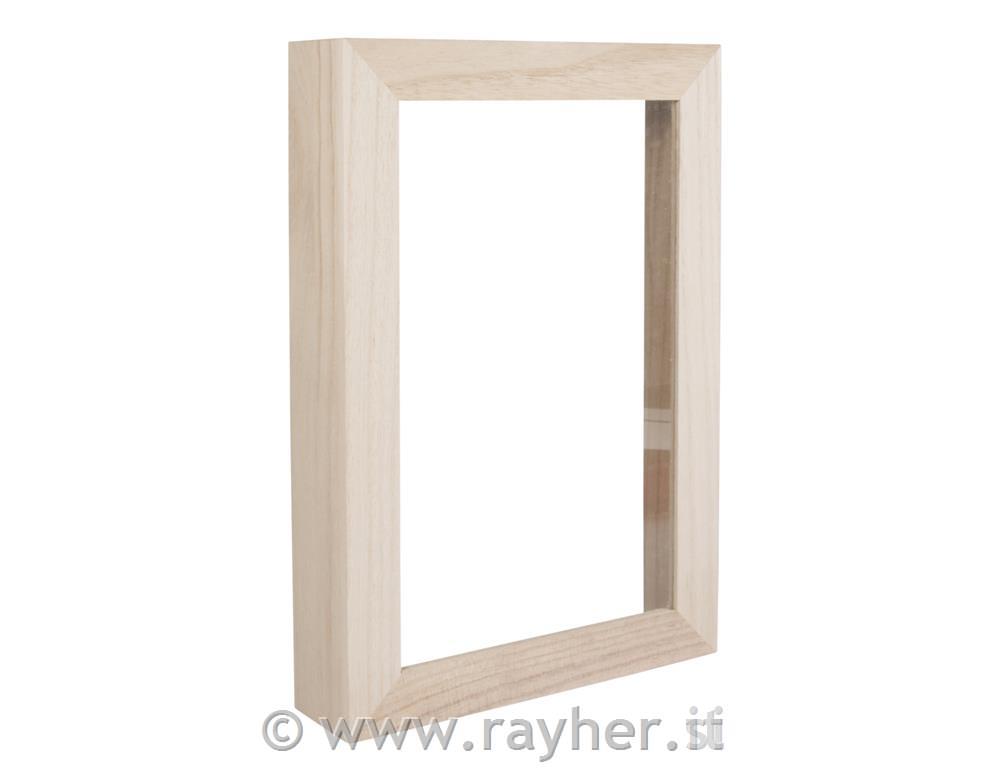 Wood.frame w. acryl.glass,FSC mix Credit, 30x21x5cm