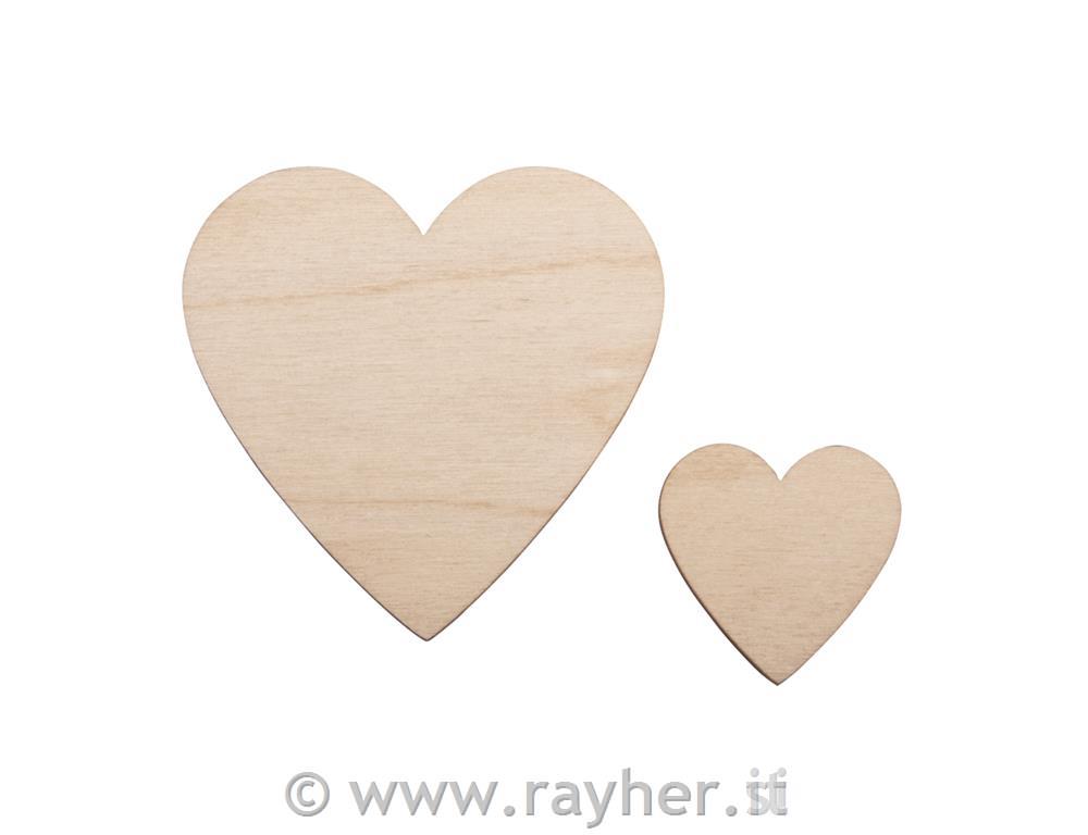 Lesena srca, set 31, 1 x 8cm + 30 x 4cm