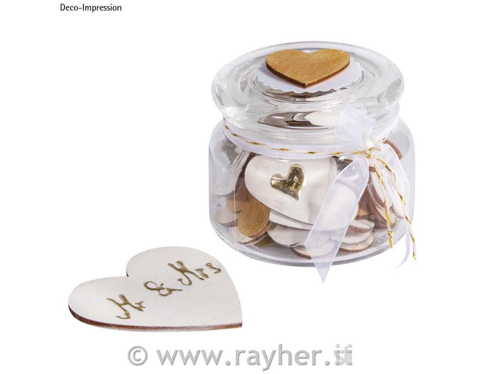 Lesena srca, set 31, 1 x 8cm + 30 x 4cm