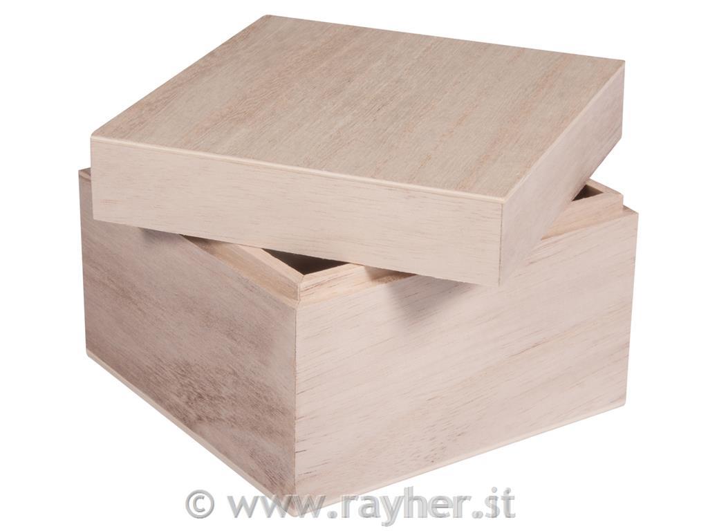 Box-legno con coperchio, FSCMixCredit, 12x12x9cm