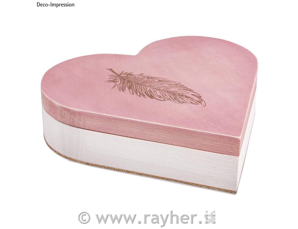 Lesena škatla Srce, 25.3x24x6cm, magnetno zapiralo