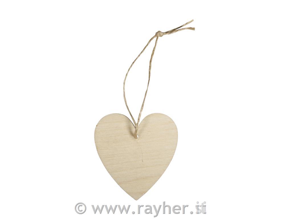 Wooden pendant Heart, FSC100%, natural,