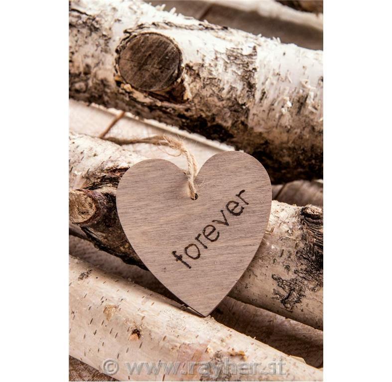 Wooden pendant Heart, FSC100%, natural,