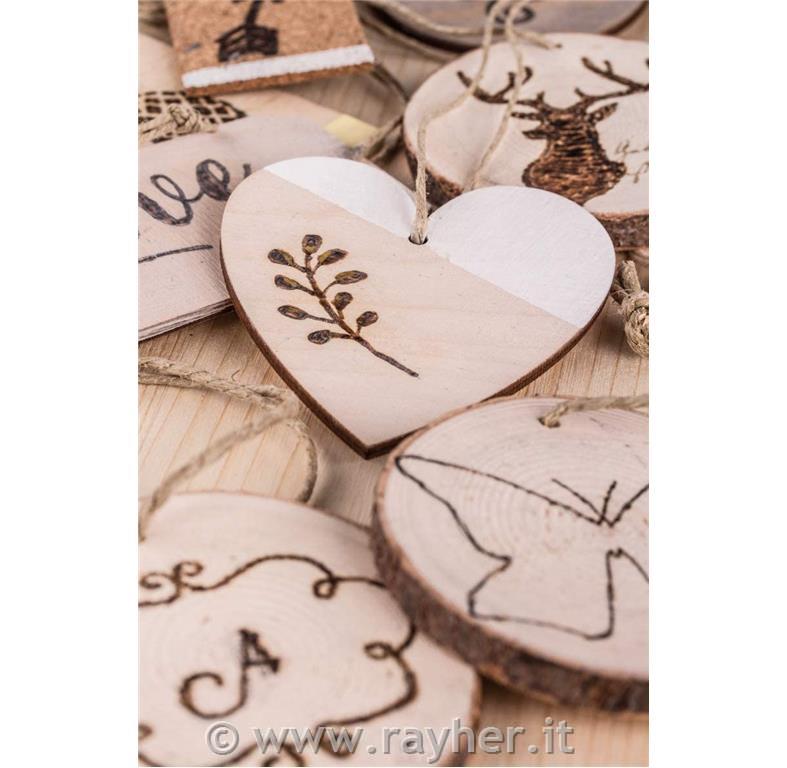 Wooden pendant Heart, FSC100%, natural,