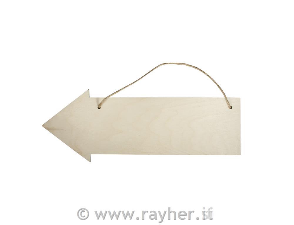 Wooden sign Arrow FSC100%, natural, 40x15x0.6cm, with jute yarn