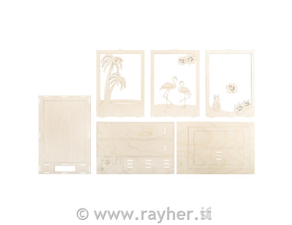 Kit legno, corn.motivo 3D fiammingo, FSC,