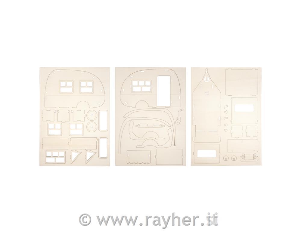 Kit legno 3D caravan, FSC 100 %, 36x18x15cm, 40pz, box 1set