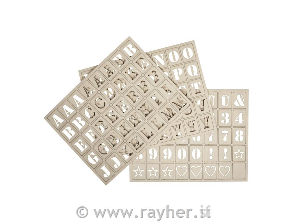 Lettere legno per Letterborad, FSC100%,naturale, 3x2,4cm, Set 120pz